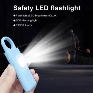130db USB Rechargeable Keychain Personal Safety Alarm with Strobe Light Women Protection Emergency Alert Pull Pin Noise